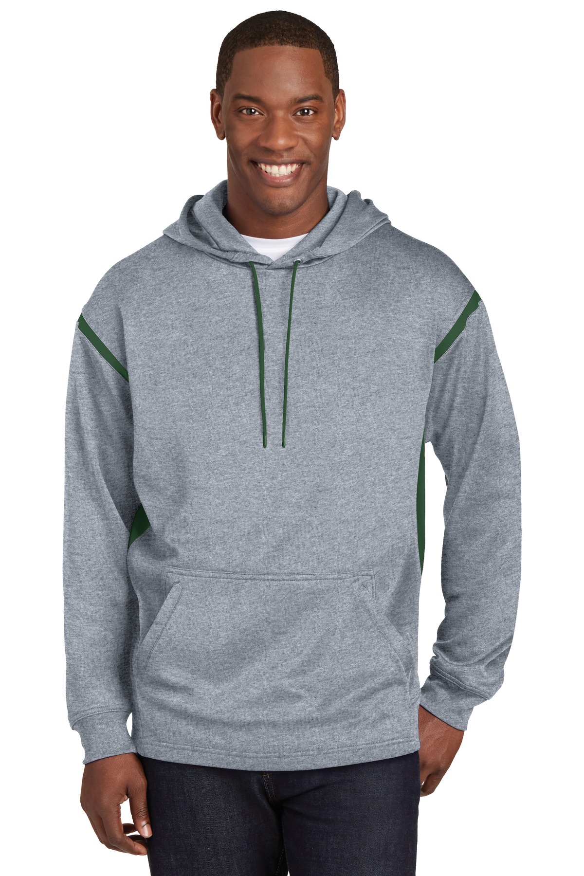 DISCONTINUED Sport-Tek Tall Tech Fleece Colorblock Hooded Sweatshirt. TST246