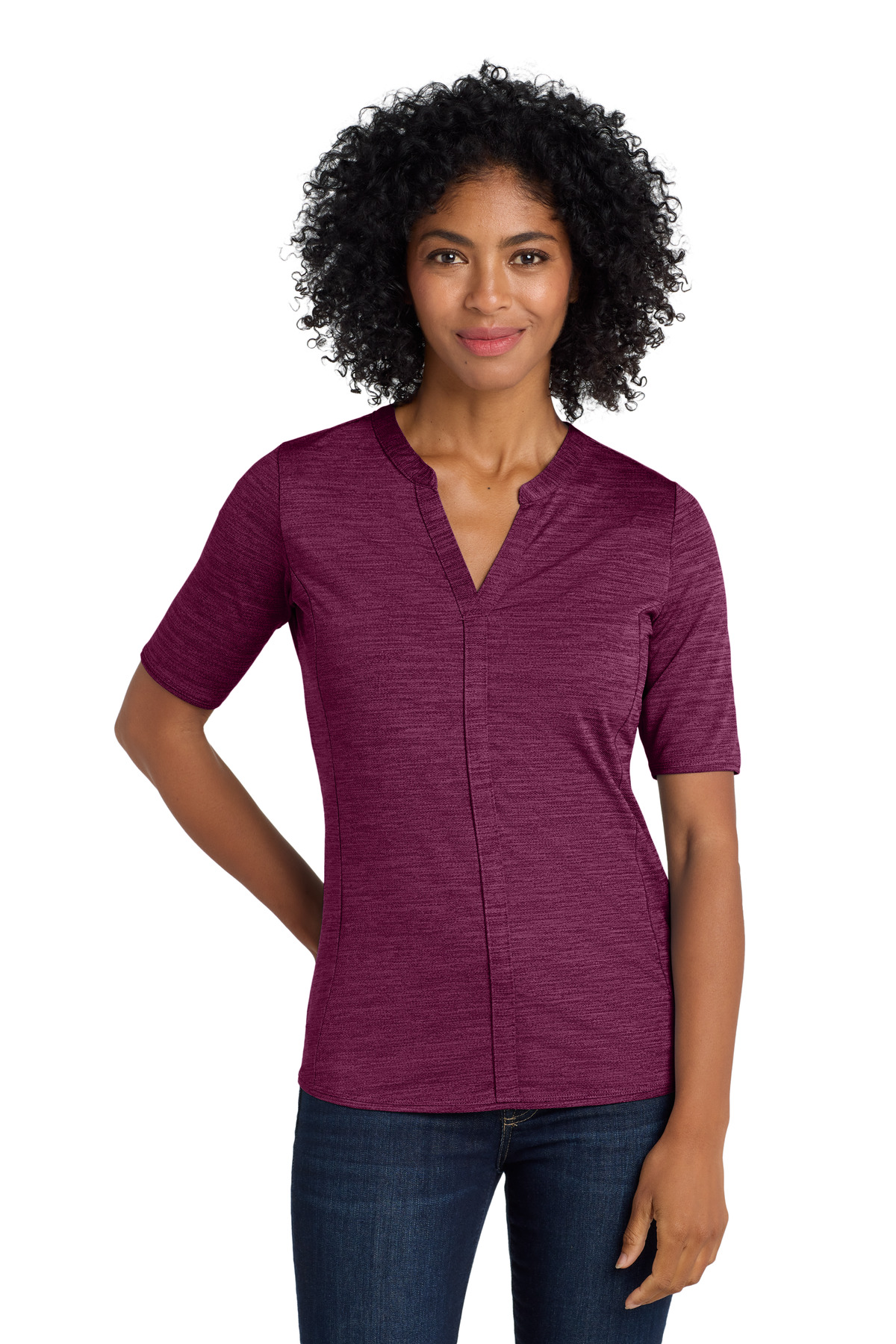 DISCONTINUED Port Authority Women's Stretch Heather Open Neck Top LK583
