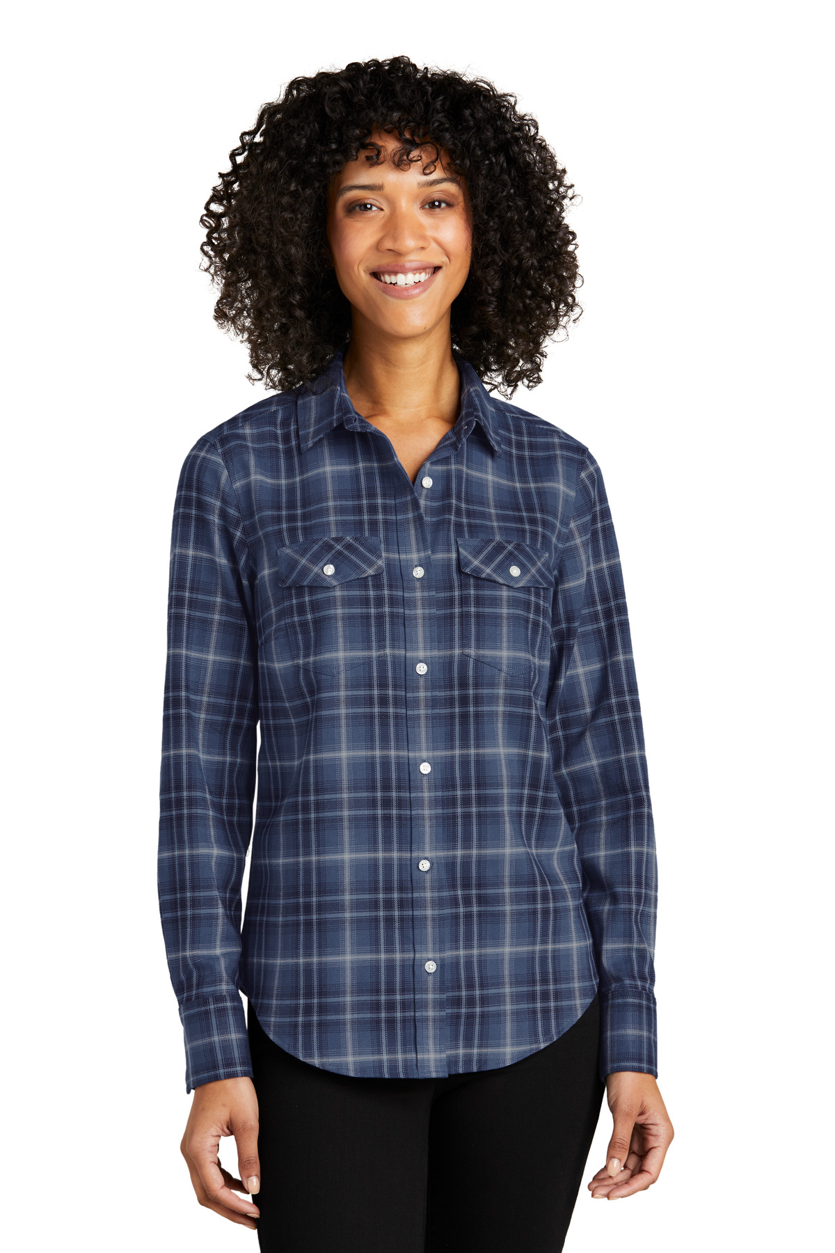 DISCONTINUED Port Authority Women's Long Sleeve Ombre Plaid Shirt LW672