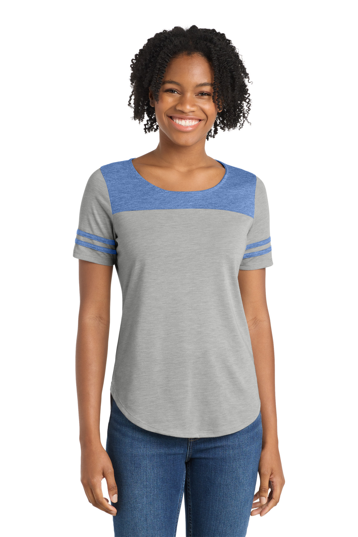 DISCONTINUED Sport-Tek Women's PosiCharge Tri-Blend Wicking Fan Tee. LST403