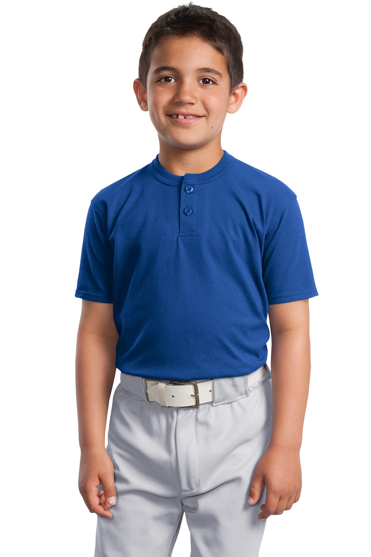 DISCONTINUED Sport-Tek Youth Short Sleeve Henley. YT210