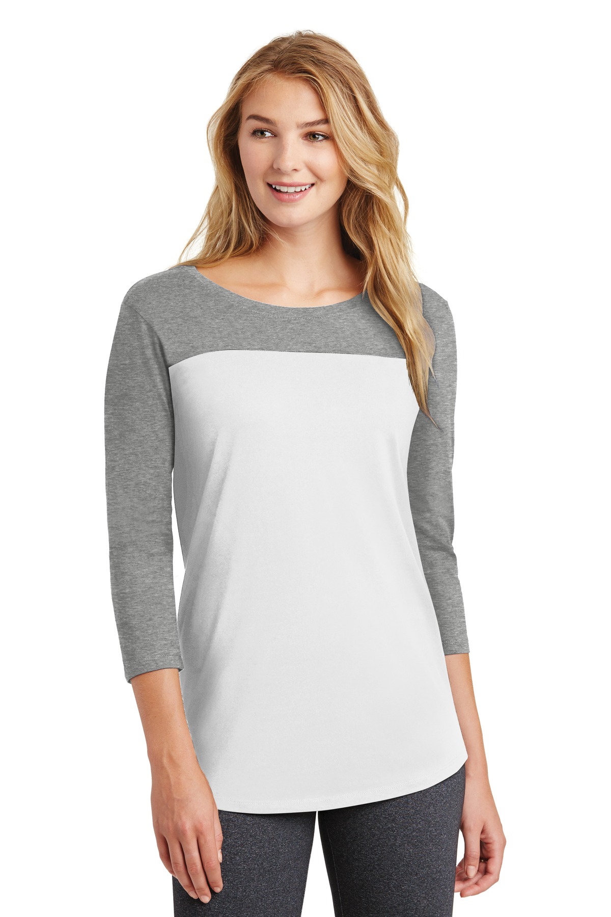 DISCONTINUED District Women's Rally 3/4-Sleeve Tee. DT2700