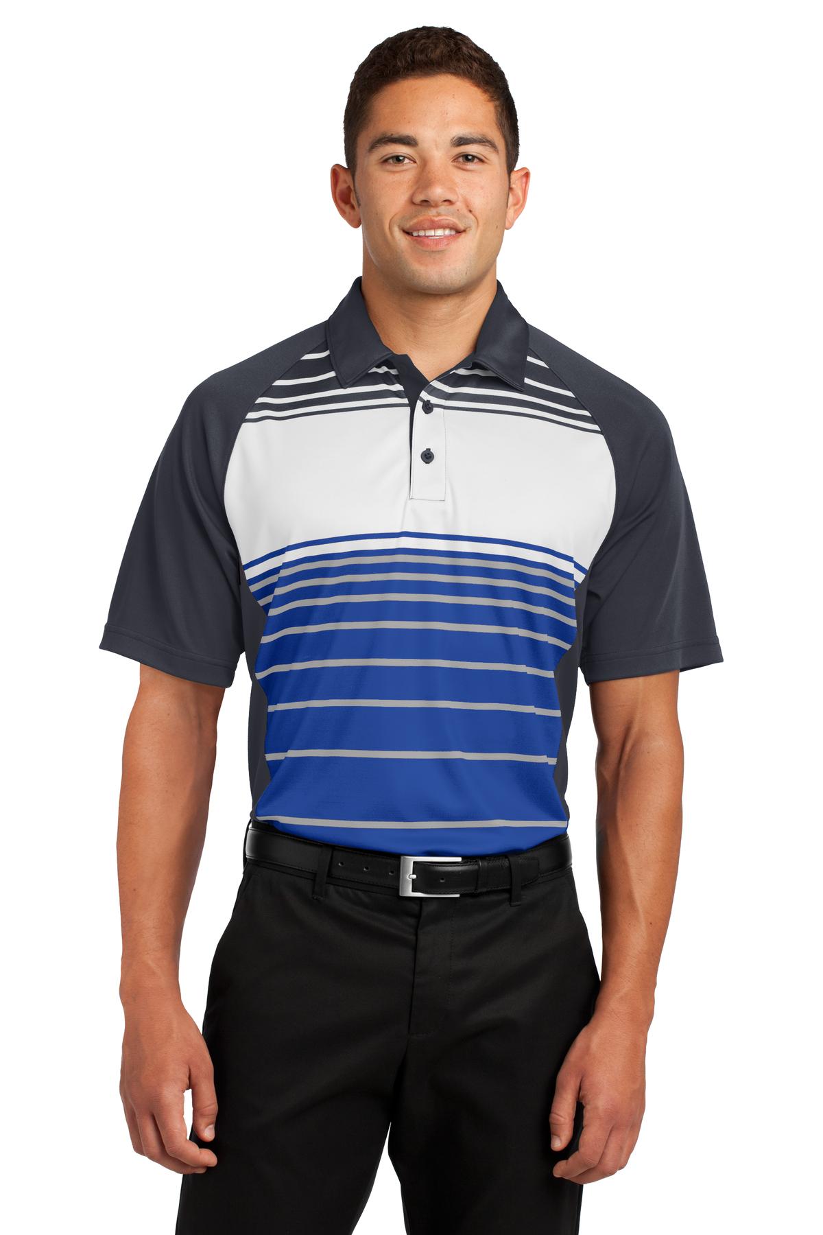 DISCONTINUED Sport-Tek Dry Zone Sublimated Stripe Polo. ST600
