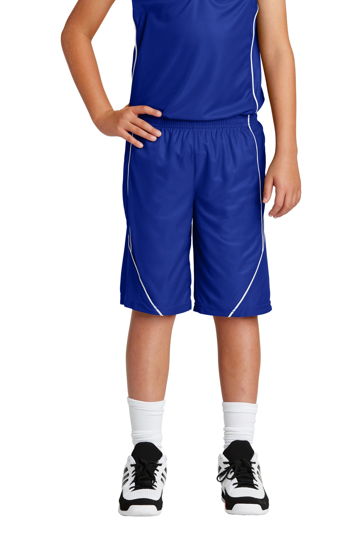 DISCONTINUED Sport-Tek Youth PosiCharge Mesh Reversible Spliced Short. YT565