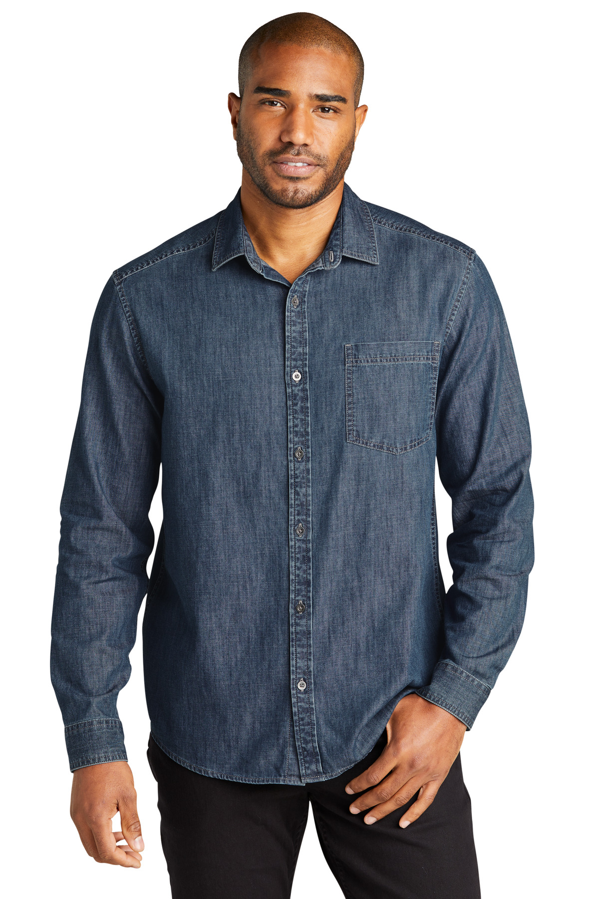 DISCONTINUED Port Authority Long Sleeve Perfect Denim Shirt W676